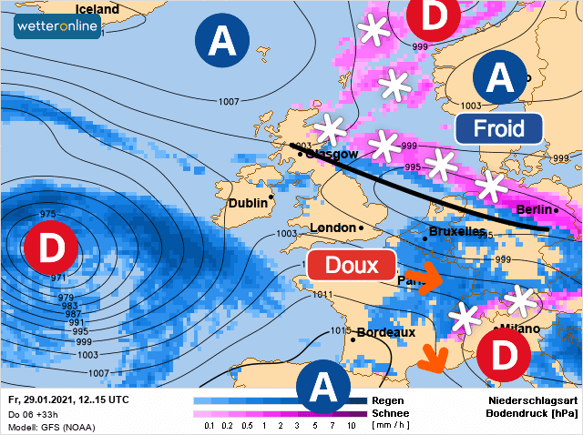 Carte de prévisions d'europe du Vendredi 29 janvier 2021