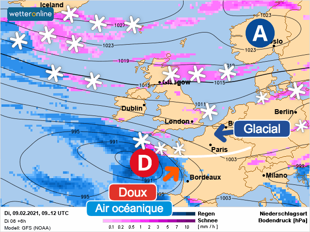 Carte de prévisions d'europe du Mardi 9 février 2021