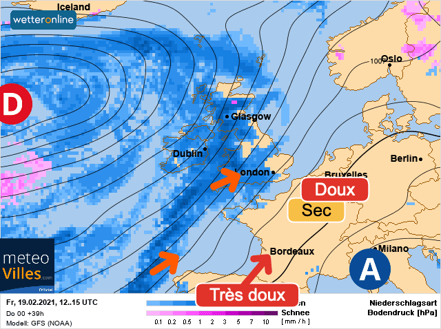 Carte de prévisions d'europe du Vendredi 19 février 2021