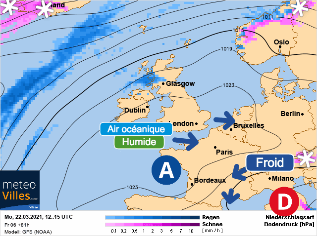 Carte de prévisions d'europe du Lundi 22 mars 2021