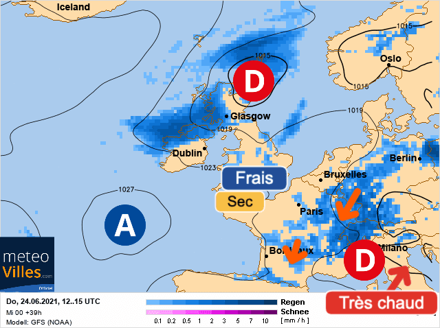 Carte de prévisions d'europe du Jeudi 24 juin 2021