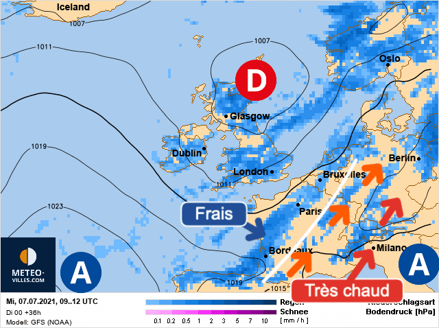 Carte de prévisions d'europe du Mercredi 7 juillet 2021