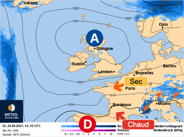 Carte de prévisions d'europe du Mardi 24 août 2021