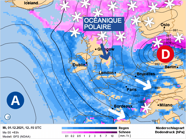 Carte de prévisions d'europe du Mercredi 1 décembre 2021