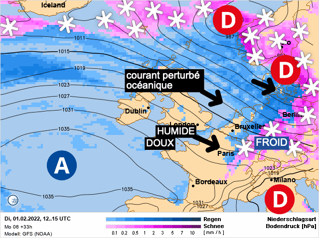 Carte de prévisions d'europe du Mardi 1 février 2022