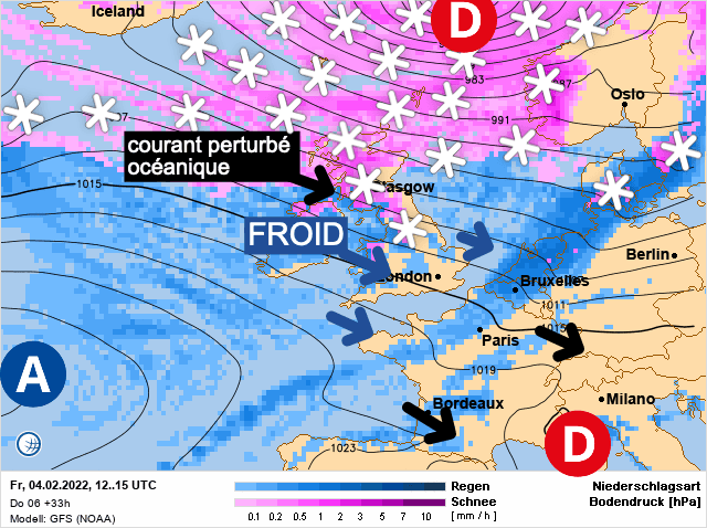 Carte de prévisions d'europe du Vendredi 4 février 2022