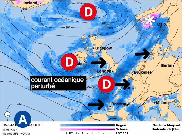 Carte de prévisions d'europe du Jeudi 3 novembre 2022
