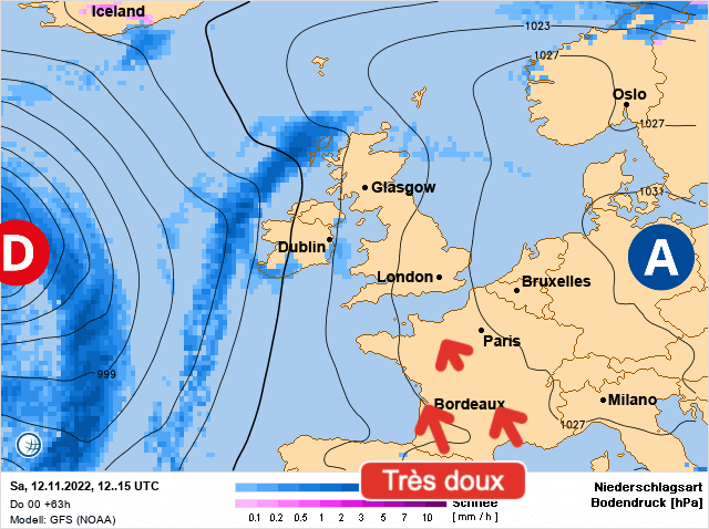 Carte de prévisions d'europe du Samedi 12 novembre 2022