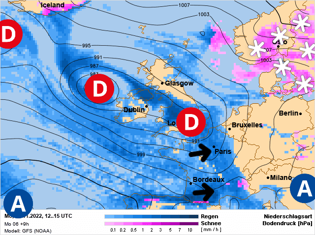 Carte de prévisions d'europe du Lundi 21 novembre 2022