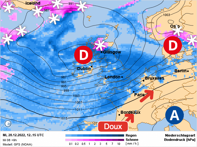 Carte de prévisions d'europe du Mercredi 28 décembre 2022
