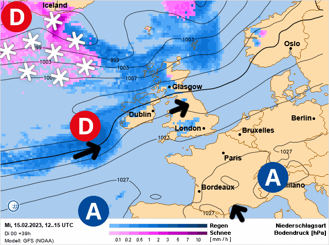 Carte de prévisions d'europe du Mercredi 15 février 2023