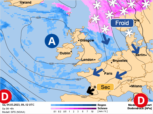 Carte de prévisions d'europe du Samedi 4 mars 2023