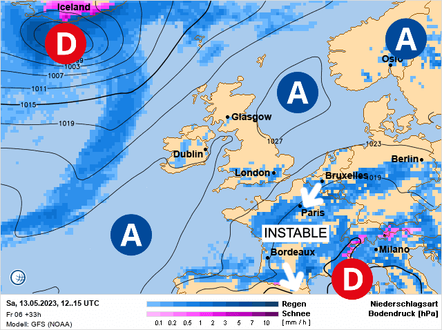 Carte de prévisions d'europe du Samedi 13 mai 2023