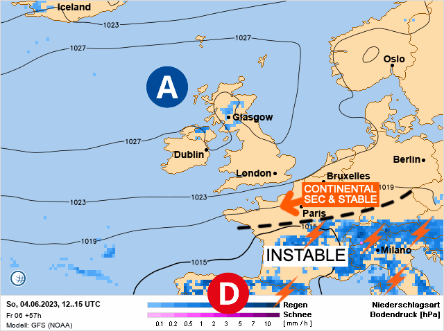 Carte de prévisions d'europe du Dimanche 4 juin 2023
