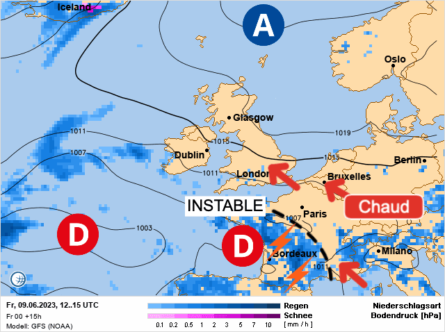 Carte de prévisions d'europe du Vendredi 9 juin 2023