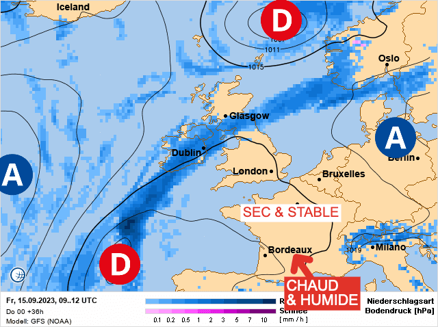 Carte de prévisions d'europe du Vendredi 15 septembre 2023