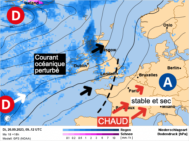 Carte de prévisions d'europe du Mardi 26 septembre 2023