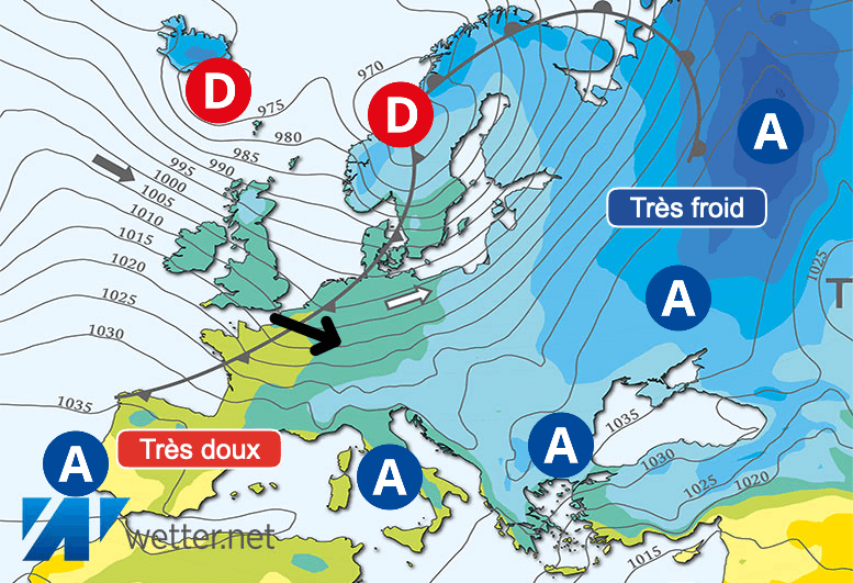 Carte de prévisions d'europe du Lundi 22 janvier 2024