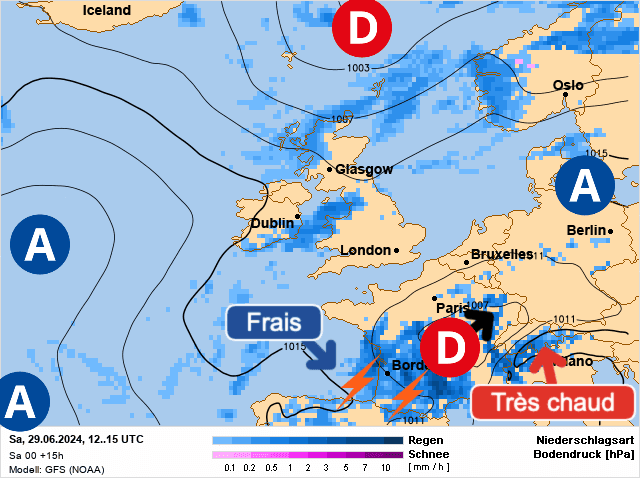 Carte de prévisions d'europe du Samedi 29 juin 2024