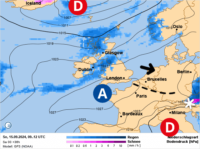Carte de prévisions d'europe du Dimanche 15 septembre 2024