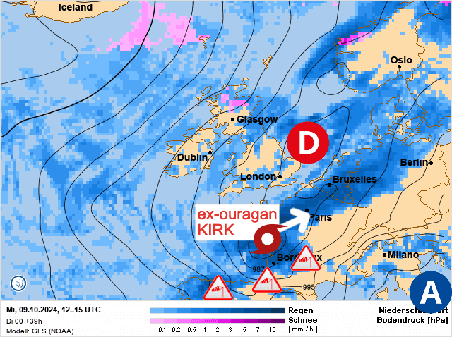 Carte de prévisions d'europe du Mercredi 9 octobre 2024
