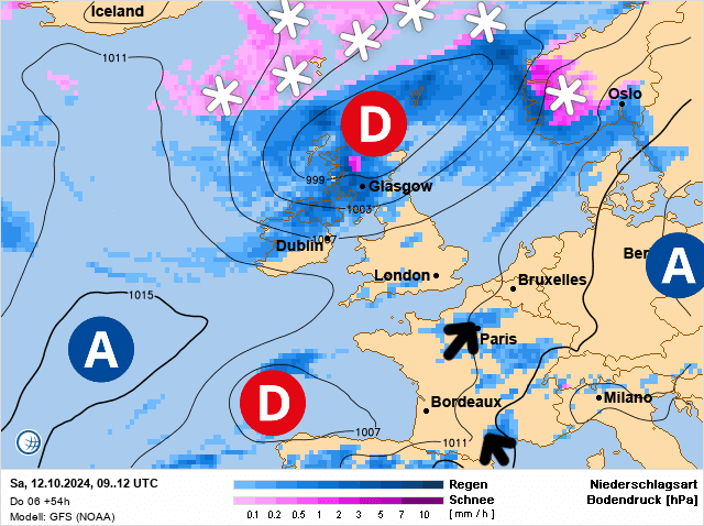 Carte de prévisions d'europe du Samedi 12 octobre 2024