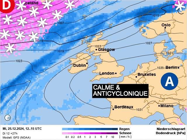 Carte de prévisions d'europe du Mercredi 25 décembre 2024