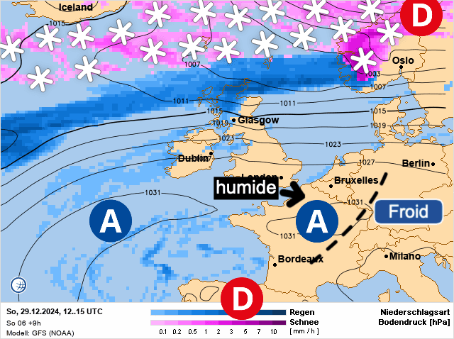 Carte de prévisions d'europe du Dimanche 29 décembre 2024
