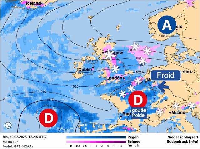 Carte de prévisions d'europe du Lundi 10 février 2025