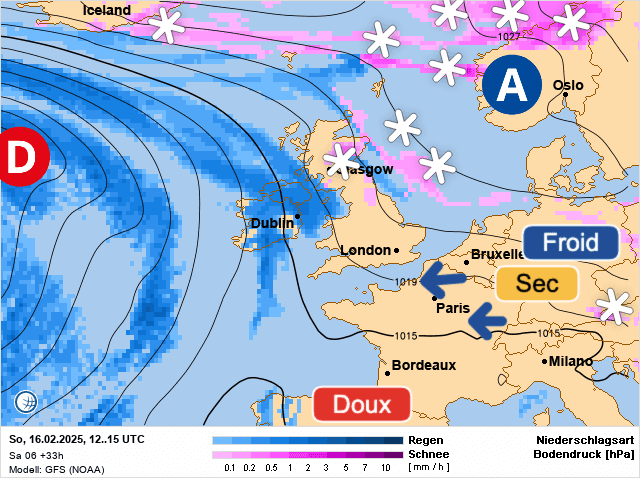 Carte de prévisions d'europe du Dimanche 16 février 2025