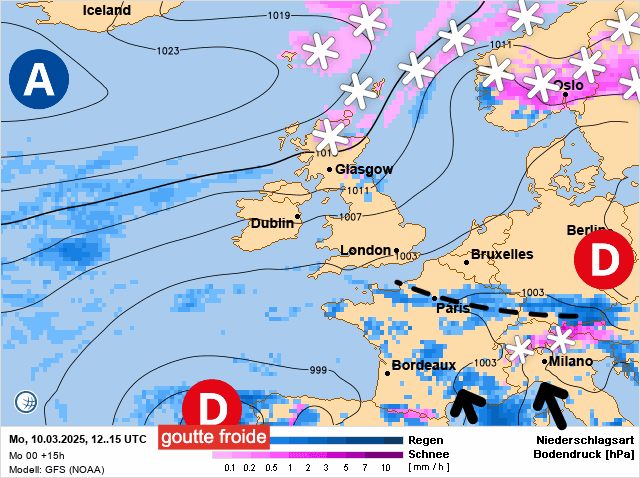 Carte de prévisions d'europe du Lundi 10 mars 2025