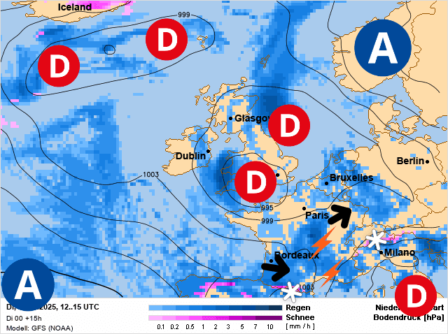Carte de prévisions d'europe du Mardi 15 avril 2025