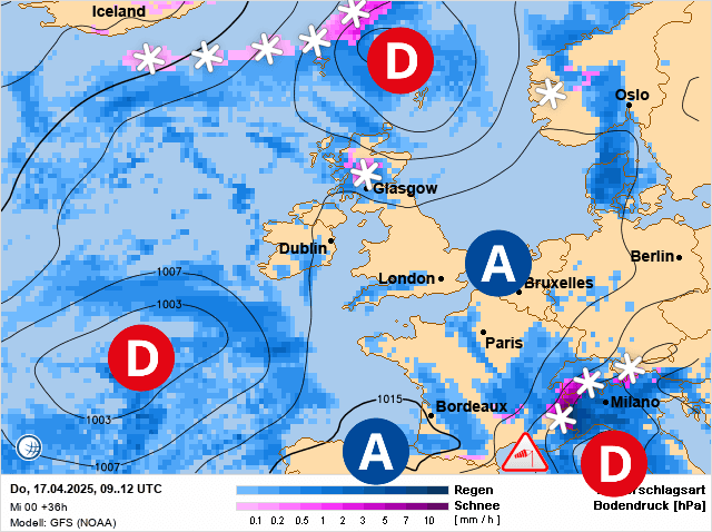 Carte de prévisions d'europe du Jeudi 17 avril 2025