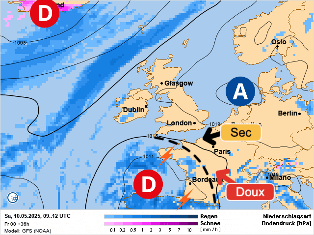 Carte de prévisions d'europe du Samedi 10 mai 2025
