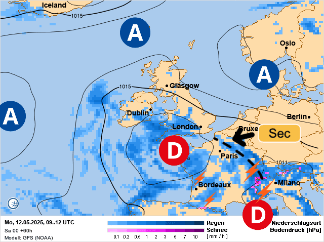 Carte de prévisions d'europe du Lundi 12 mai 2025
