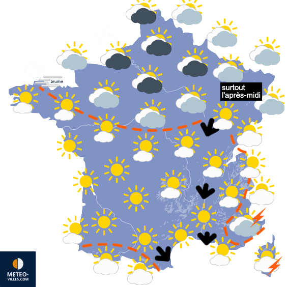 METEO : Grisaille au Nord, puis orages sur la moitié Sud