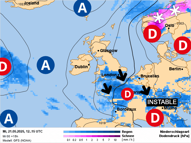 Carte de prévisions d'europe du Mercredi 21 mai 2025