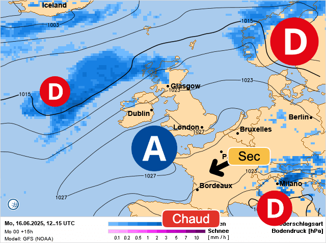 Carte de prévisions d'europe du Lundi 16 juin 2025