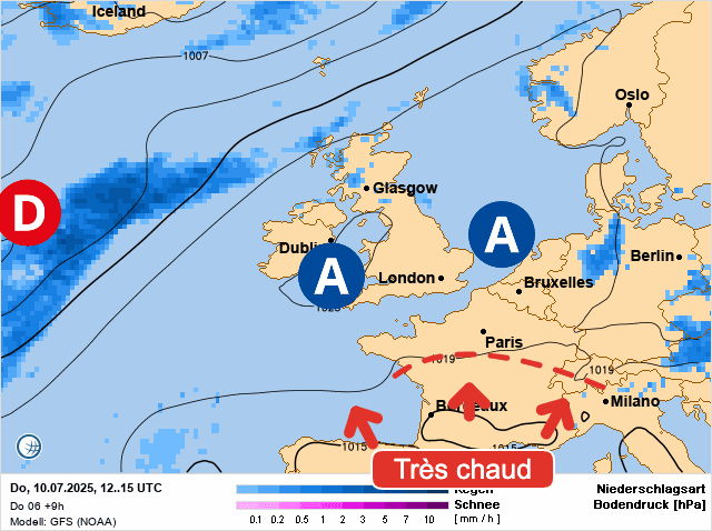 Carte de prévisions d'europe du Jeudi 10 juillet 2025