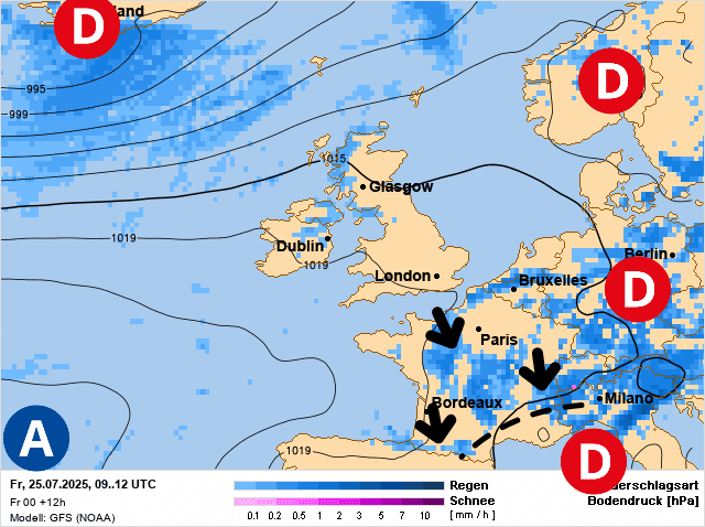 Carte de prévisions d'europe du Vendredi 25 juillet 2025
