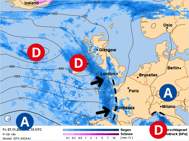 Carte de prévisions d'europe du Vendredi 7 novembre 2025