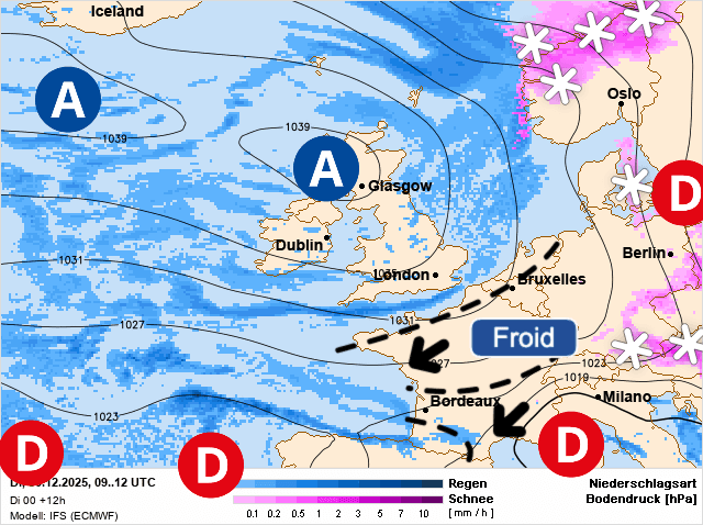 Carte de prévisions d'europe du Mardi 30 décembre 2025