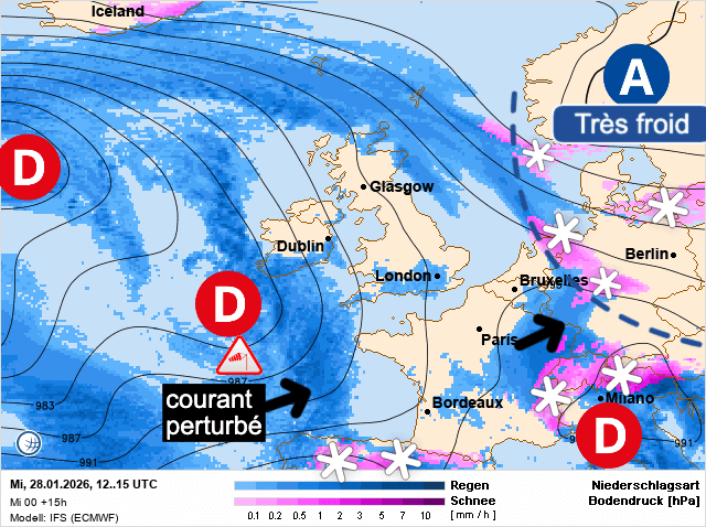 Carte de prévisions d'europe du Mercredi 28 janvier 2026