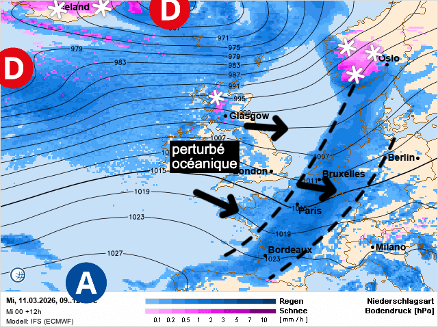 Carte de prévisions d'europe du Mercredi 11 mars 2026