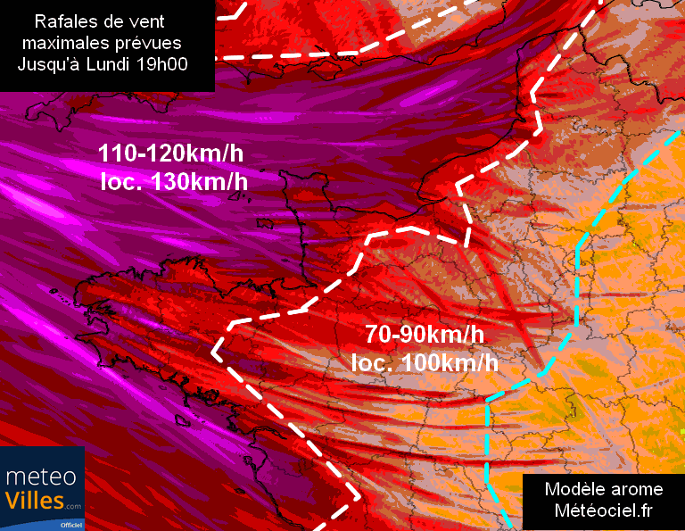 Image d'illustration pour Fort coup de vent entre Dimanche et Lundi sur la France