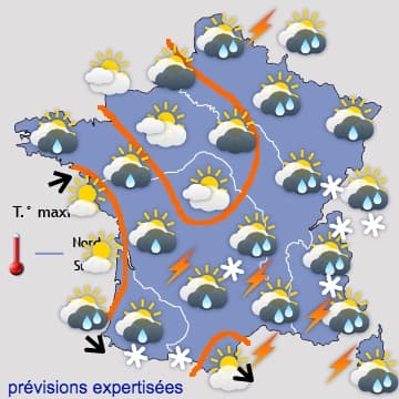 Risque d'averses jusqu'à mardi, puis plus stable par le Nord