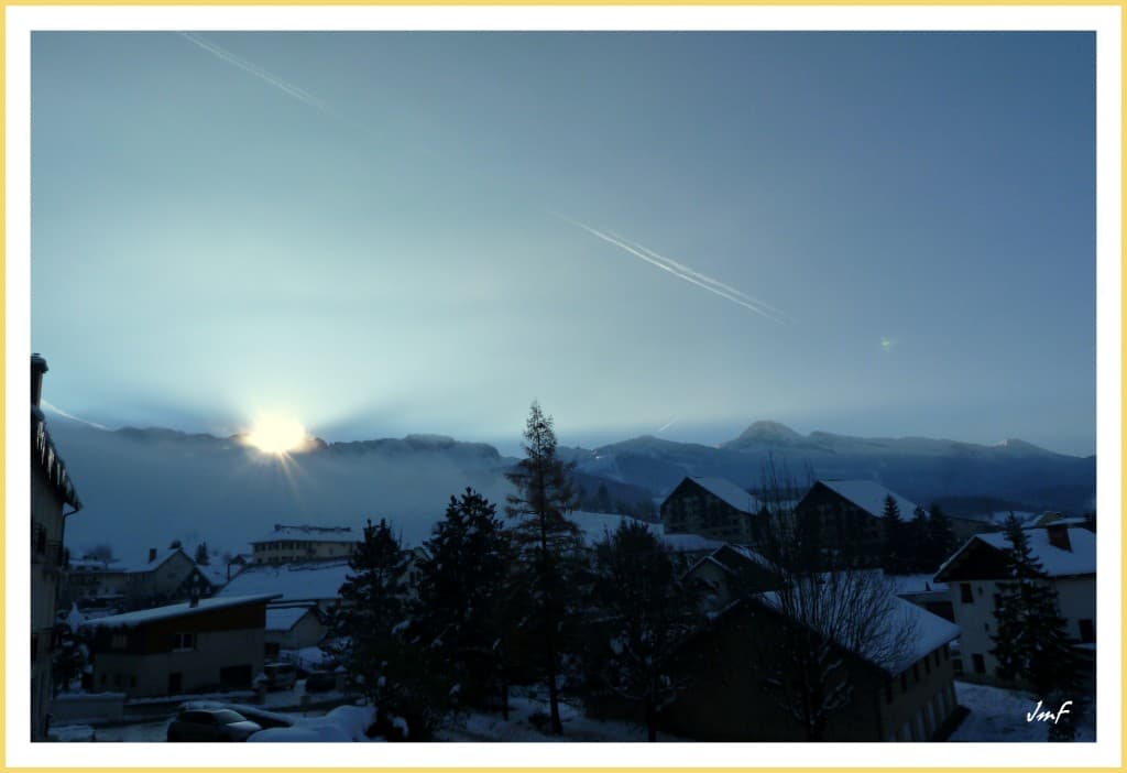 le soleil illumine un paysage glacé (-12°C)