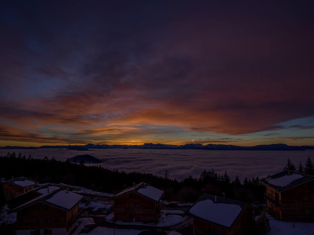 Coucher soleil sur mer de nuage