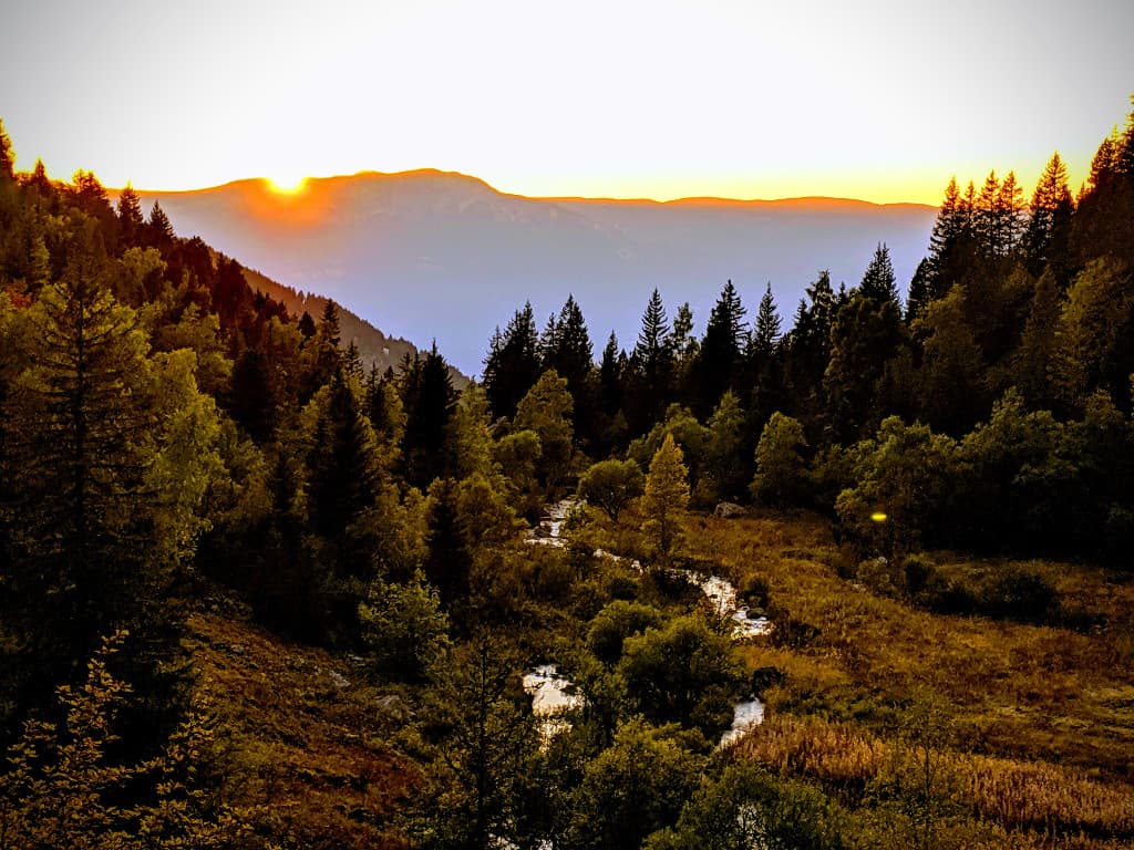 Le coucher de soleil à l'oursiere.