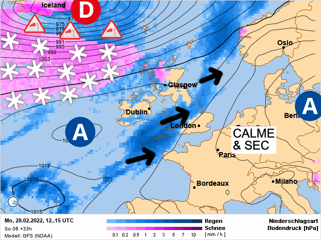 Carte de prévisions d'europe du Lundi 28 février 2022